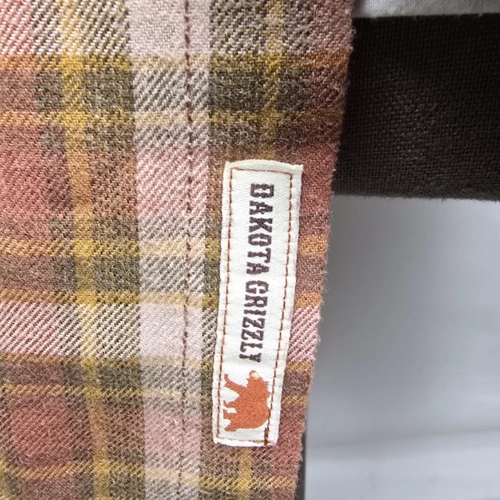 Dakota Grizzly Men's XL Western Plaid Flannel Shirt Pearl Snaps Orange Brown